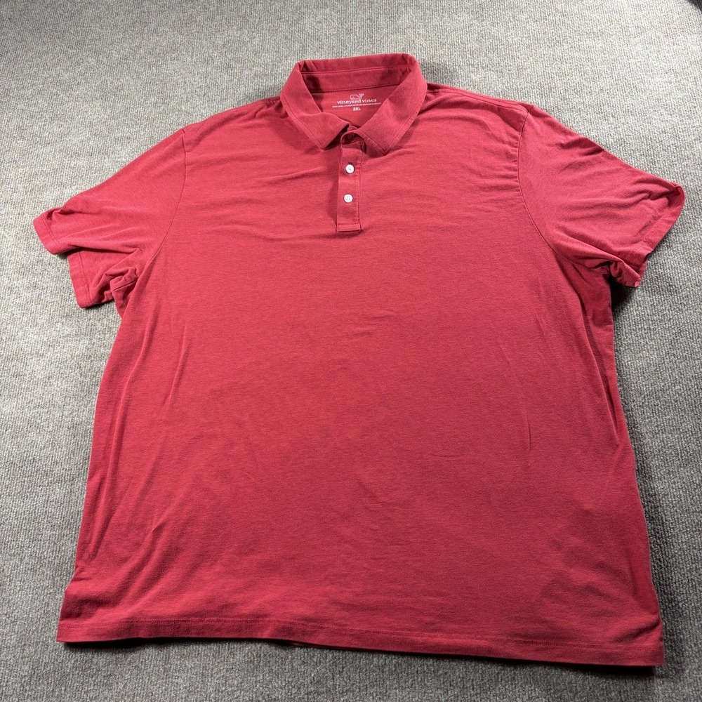 Vineyard Vines Polo Shirt Mens 2XL Dark Pink/Red Classic Fit Golf Preppy - Picture 2 of 8